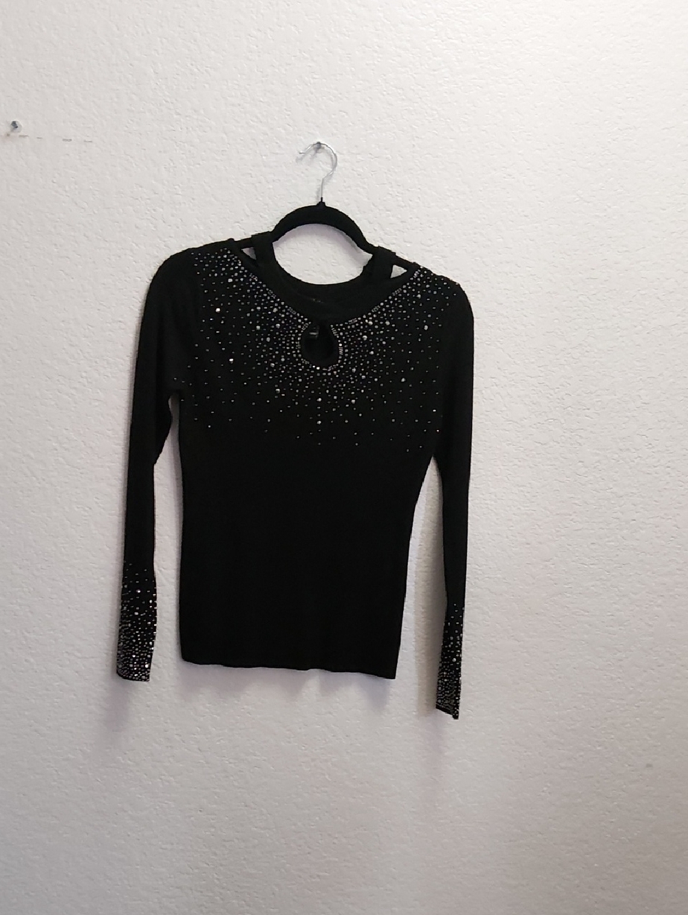 Olivers Black Long-Sleeve Top with Rhinestone Accents